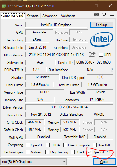 使用GPU-Z查看OPENGL版本